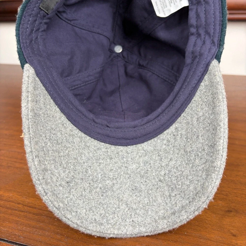 J Crew‎ Baseball Cap Mens One Size Two Tone Wool Blend Dark Green Grey Hat